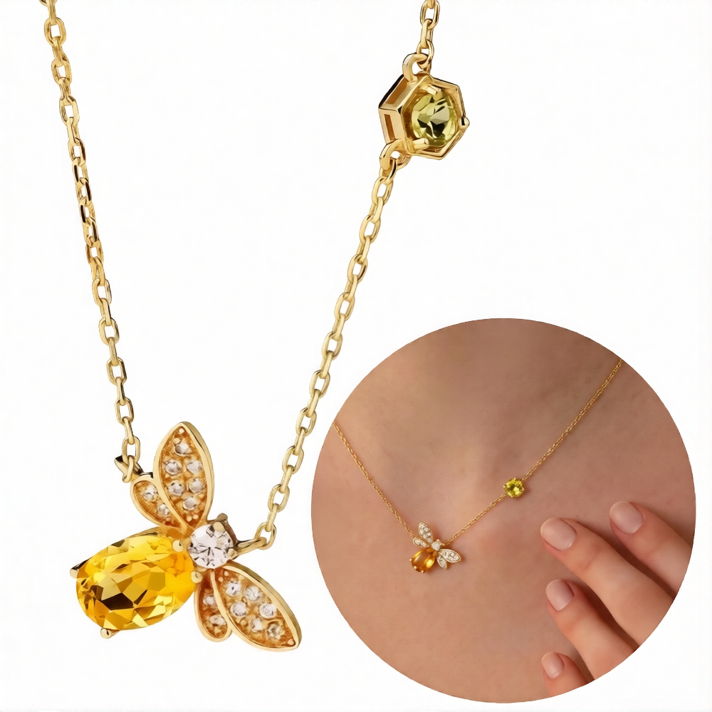 COLLAR DE ABEJITA PARA MUJER DORADO DISEÑO UNICO - 1