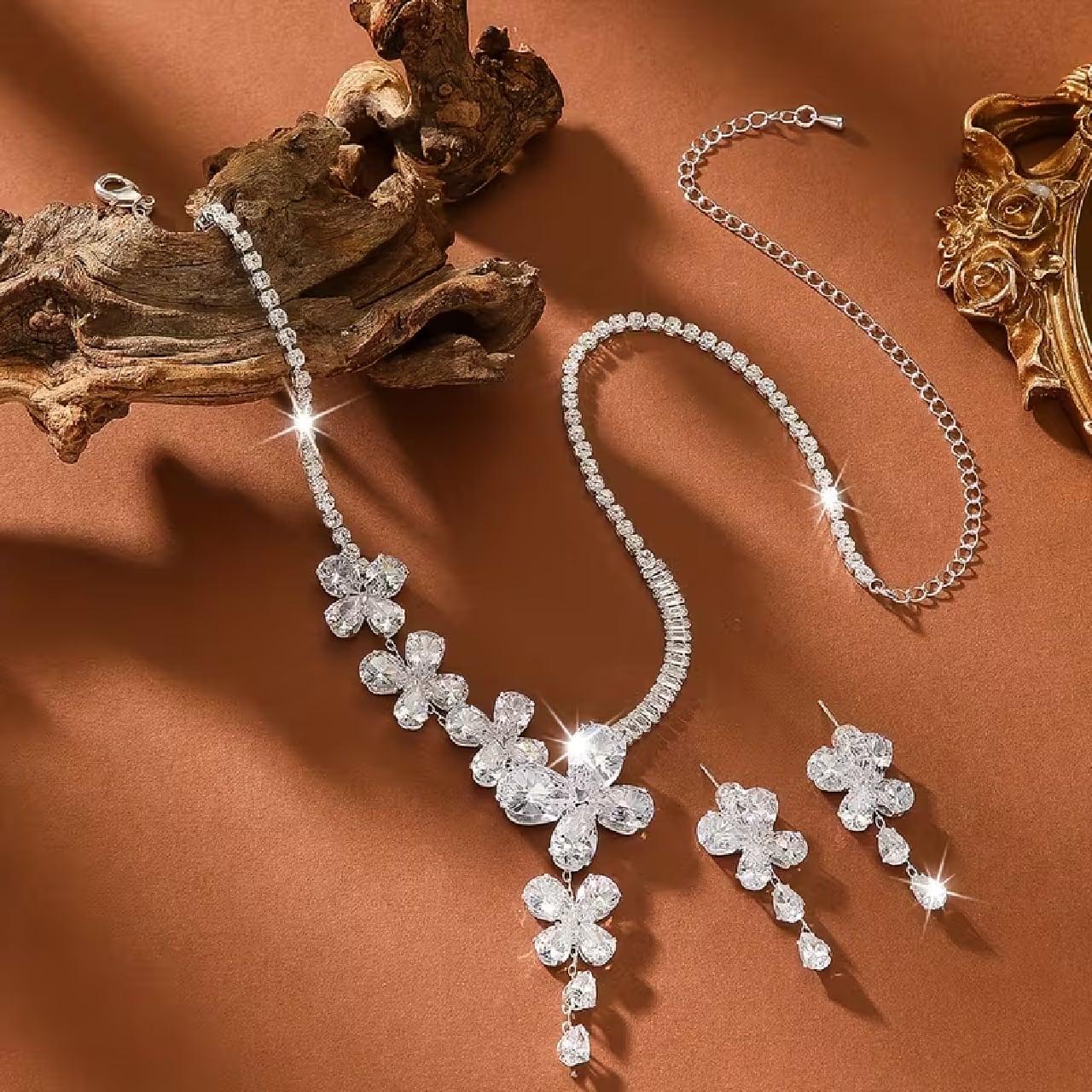 CONJUNTO DE JOYAS MUJER DE FIESTA DE CIRCONITA, COLLAR, PENDIENTES DISEÑO UNICO - 4