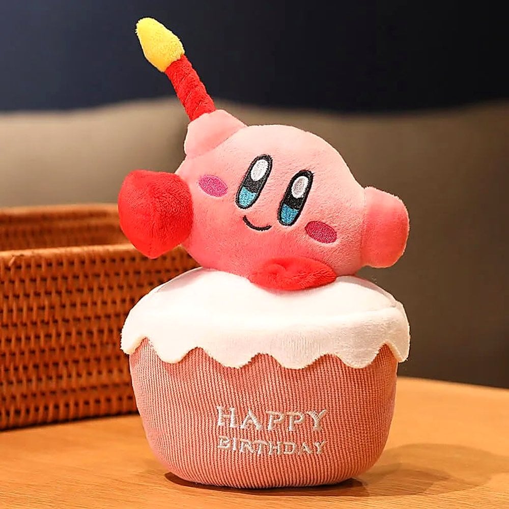 PELUCHE DECORATIVO PERSONAJE ROSA CON CUPCAKE Y TEXTO HAPPY BIRTHDAY BORDADO - 1