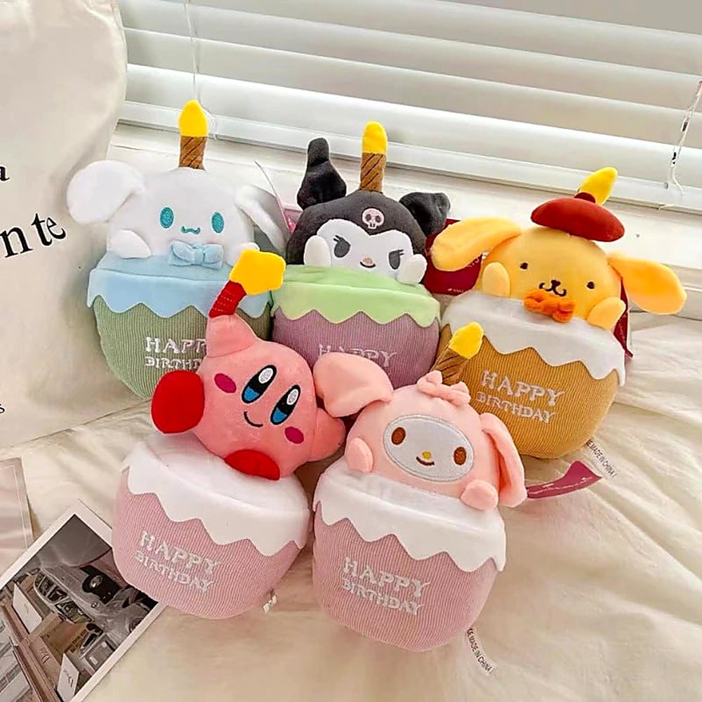 PELUCHE DECORATIVO PERSONAJE ROSA CON CUPCAKE Y TEXTO HAPPY BIRTHDAY BORDADO - 4