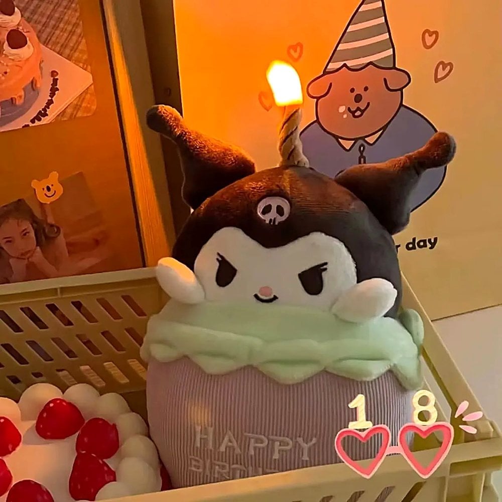 PELUCHE 18CM CON VELITA LED Y DISEÑO PASTEL CUMPLEAÑOS - 1