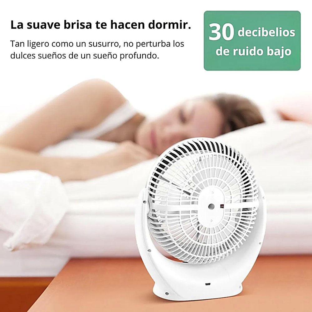 VENTILADOR DE MESA RECARGABLE USB 3 VELOCIDADES LUZ LED Y OSCILACION AJUSTABLE - 6