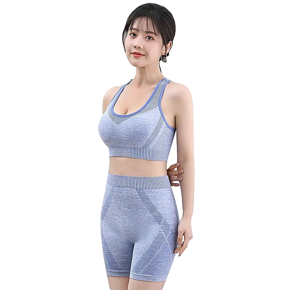SET DEPORTIVO MUJER TOP ESPALDA ABIERTA Y SHORTS ROSA ELÁSTICO - 4