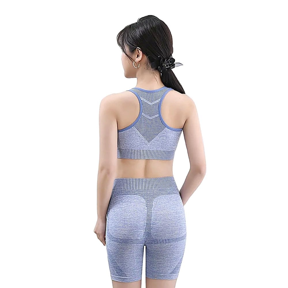 SET DEPORTIVO MUJER TOP ESPALDA ABIERTA Y SHORTS ROSA ELÁSTICO - 5