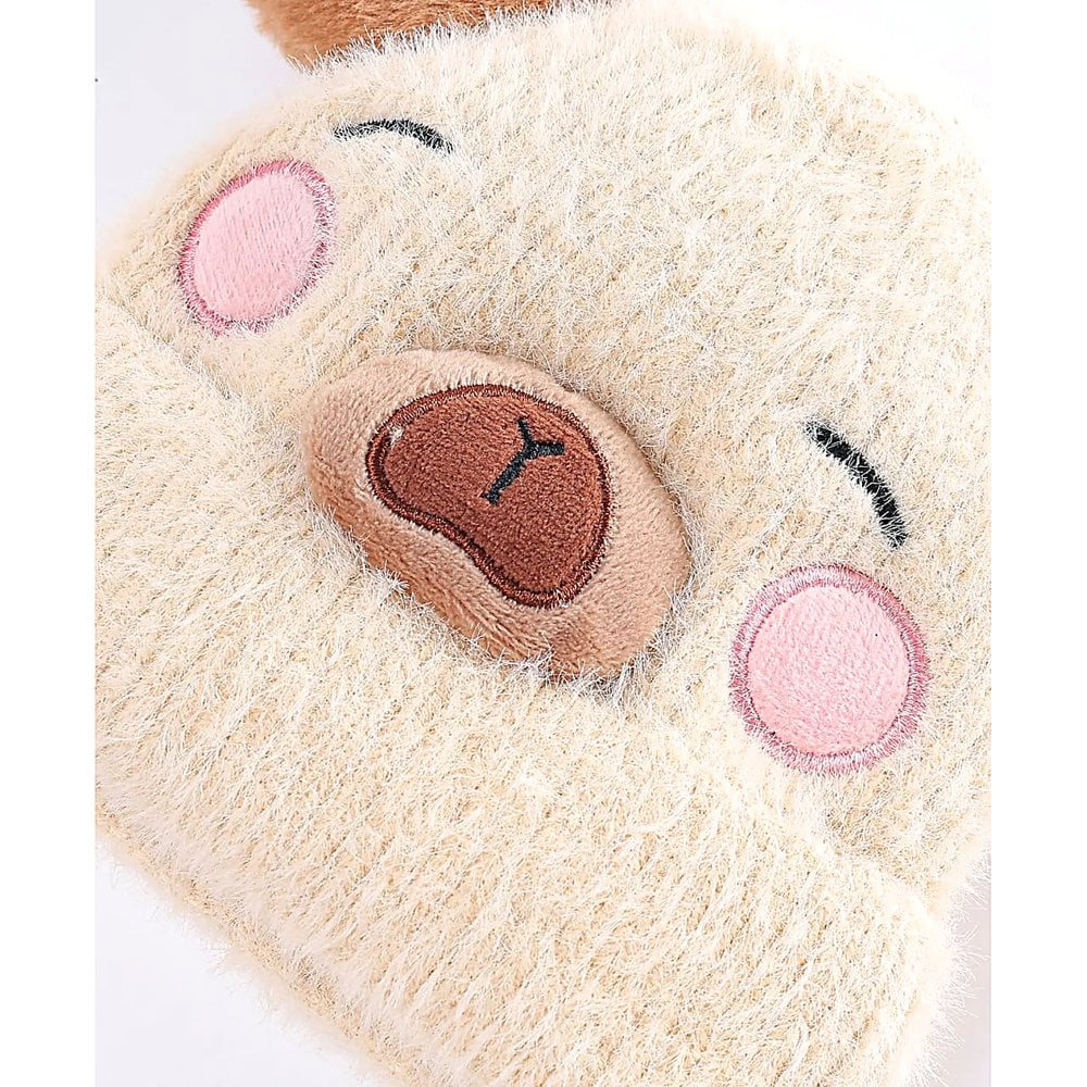 PELUCHE DE CAPIBARA BEIGE CON MEJILLAS ROSADAS, FELPA SUAVE Y DISEÑO ADORABLE - 1
