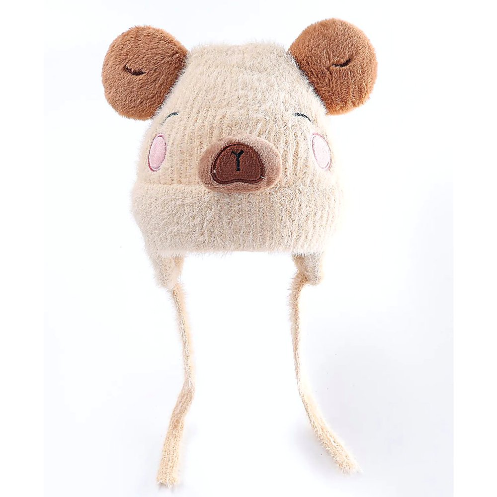 PELUCHE DE CAPIBARA BEIGE CON MEJILLAS ROSADAS, FELPA SUAVE Y DISEÑO ADORABLE - 3