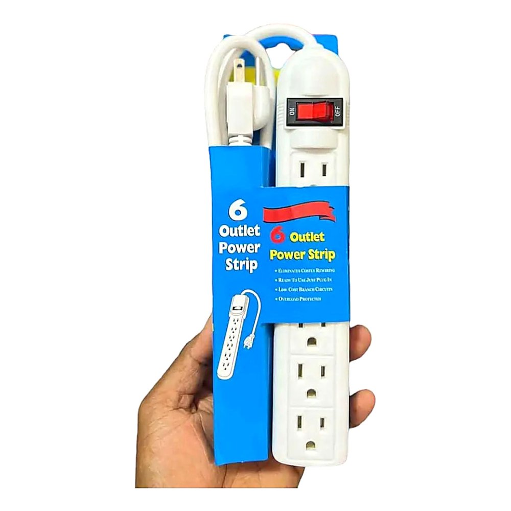 REGLETA ELÉCTRICA BLANCA CON 6 SALIDAS Y APAGADOR PARA HOGAR U OFICINA - 1
