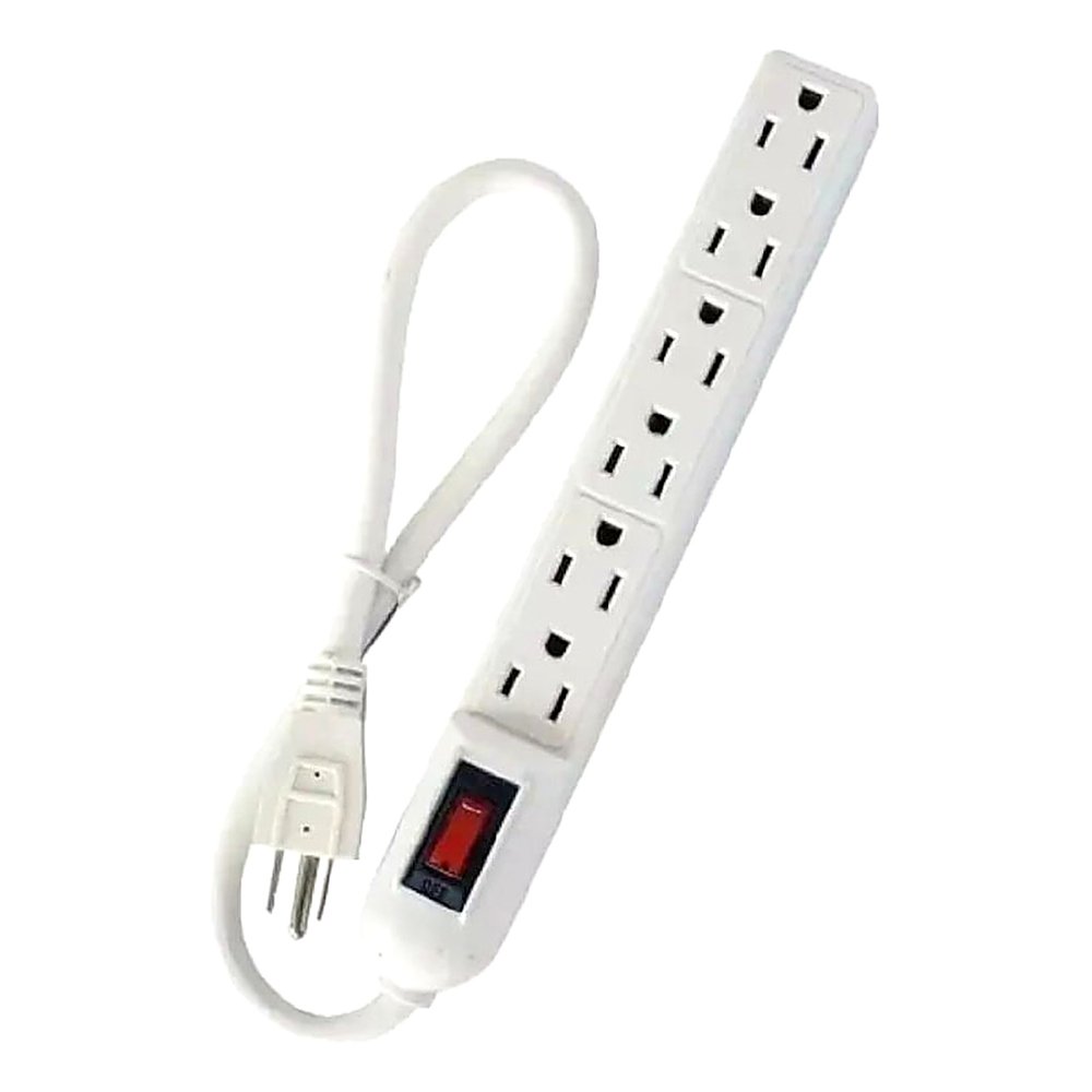 REGLETA ELÉCTRICA BLANCA CON 6 SALIDAS Y APAGADOR PARA HOGAR U OFICINA - 2