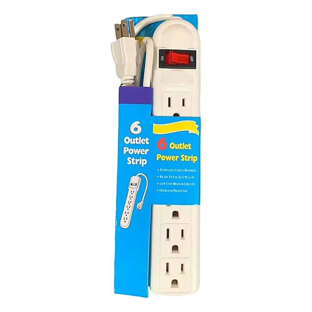 REGLETA ELÉCTRICA BLANCA CON 6 SALIDAS Y APAGADOR PARA HOGAR U OFICINA - 3