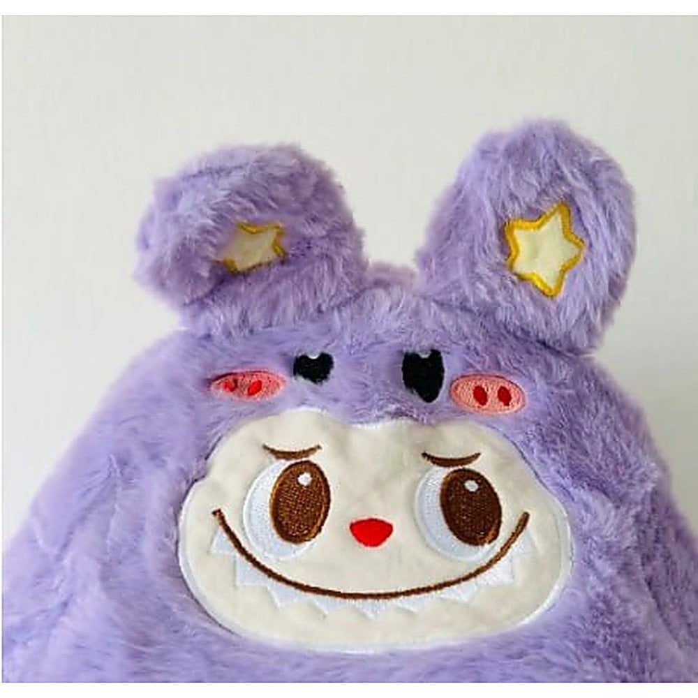 GORRO Y BUFANDA DE PELUCHE LILA CON DISEÑO DE CONEJO, SET DE ACCESORIO DE INVIERNO SUAVE - 2