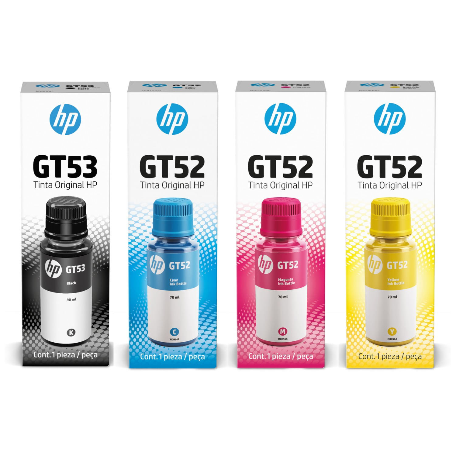 KIT DE 4 TINTAS HP GT52 Y GT53 COLORES - 1
