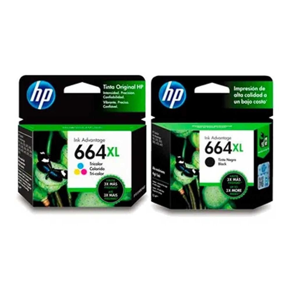 TINTA HP 664XL PACK COMPLETO NEGRO Y TRICOLOR - 1