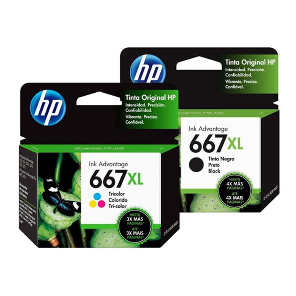 KIT TINTA HP 667XL NEGRO Y TRICOLOR PACK X 2 - 1
