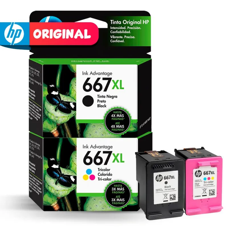 KIT TINTA HP 667XL NEGRO Y TRICOLOR PACK X 2 - 2