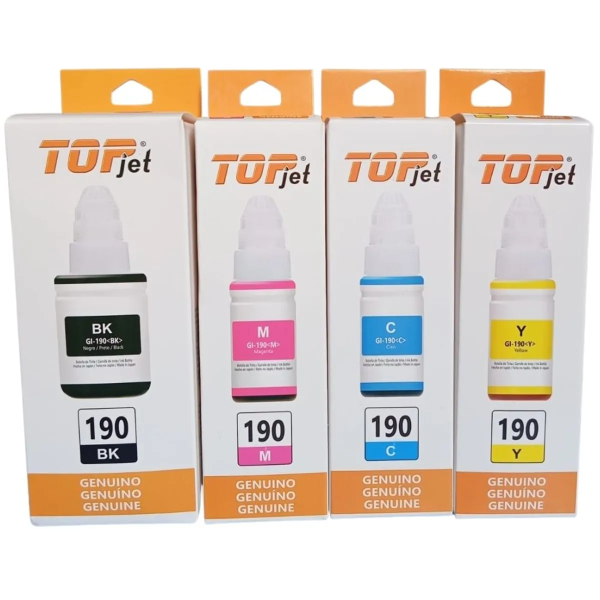 TINTA COMPATIBLE CANON GI-190 NEGRO CYAN MAGENTA AMARILLO - 1