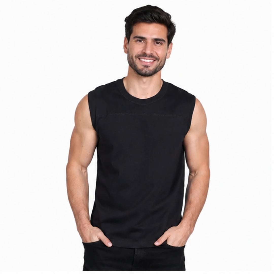POLO DE HOMBRE MANGA CERO 100% ALGODÓN - NEGRO - 1