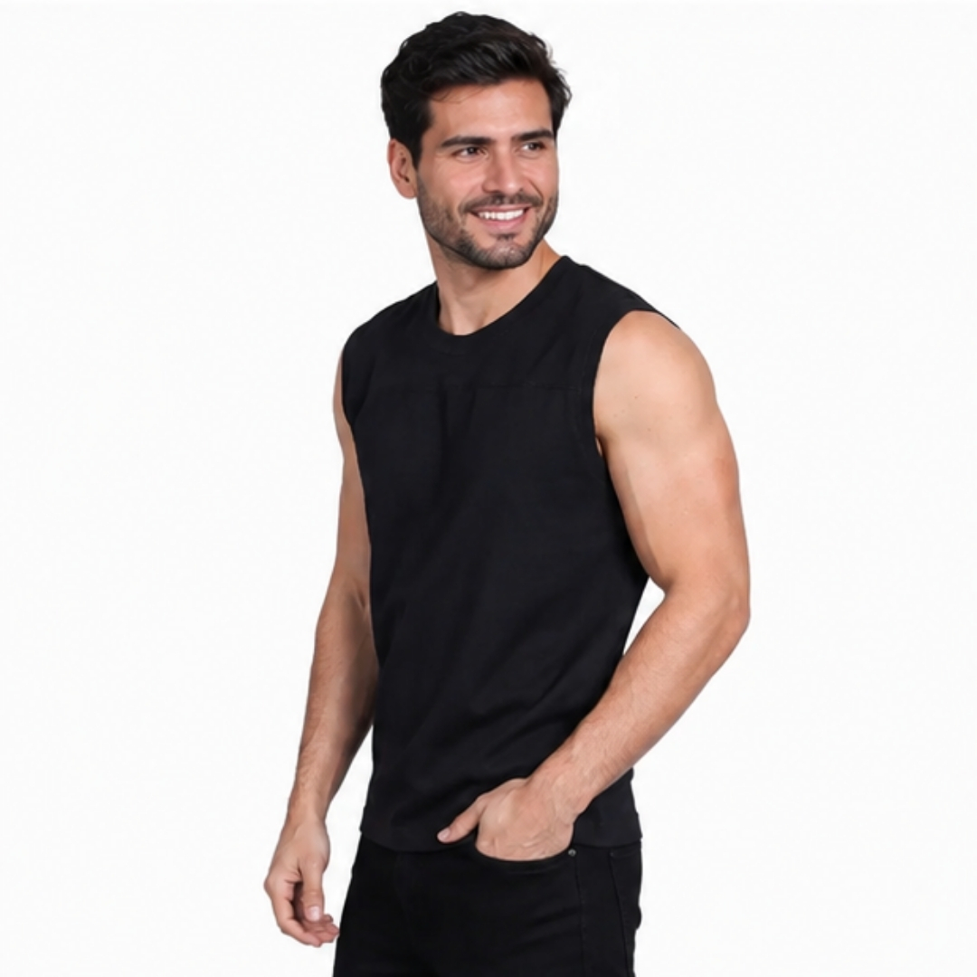 POLO DE HOMBRE MANGA CERO 100% ALGODÓN - NEGRO - 2