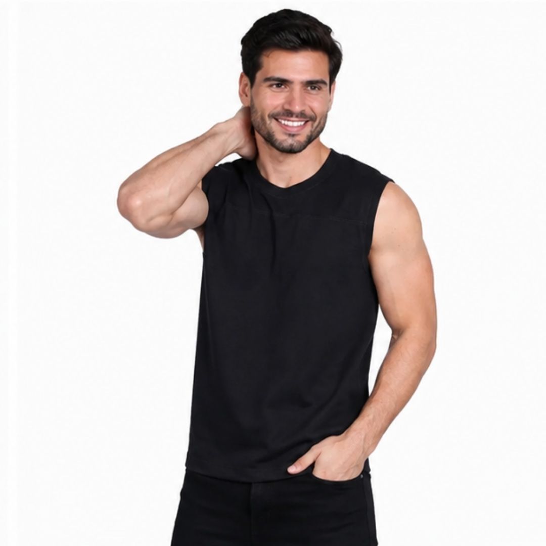 POLO DE HOMBRE MANGA CERO 100% ALGODÓN - NEGRO - 3
