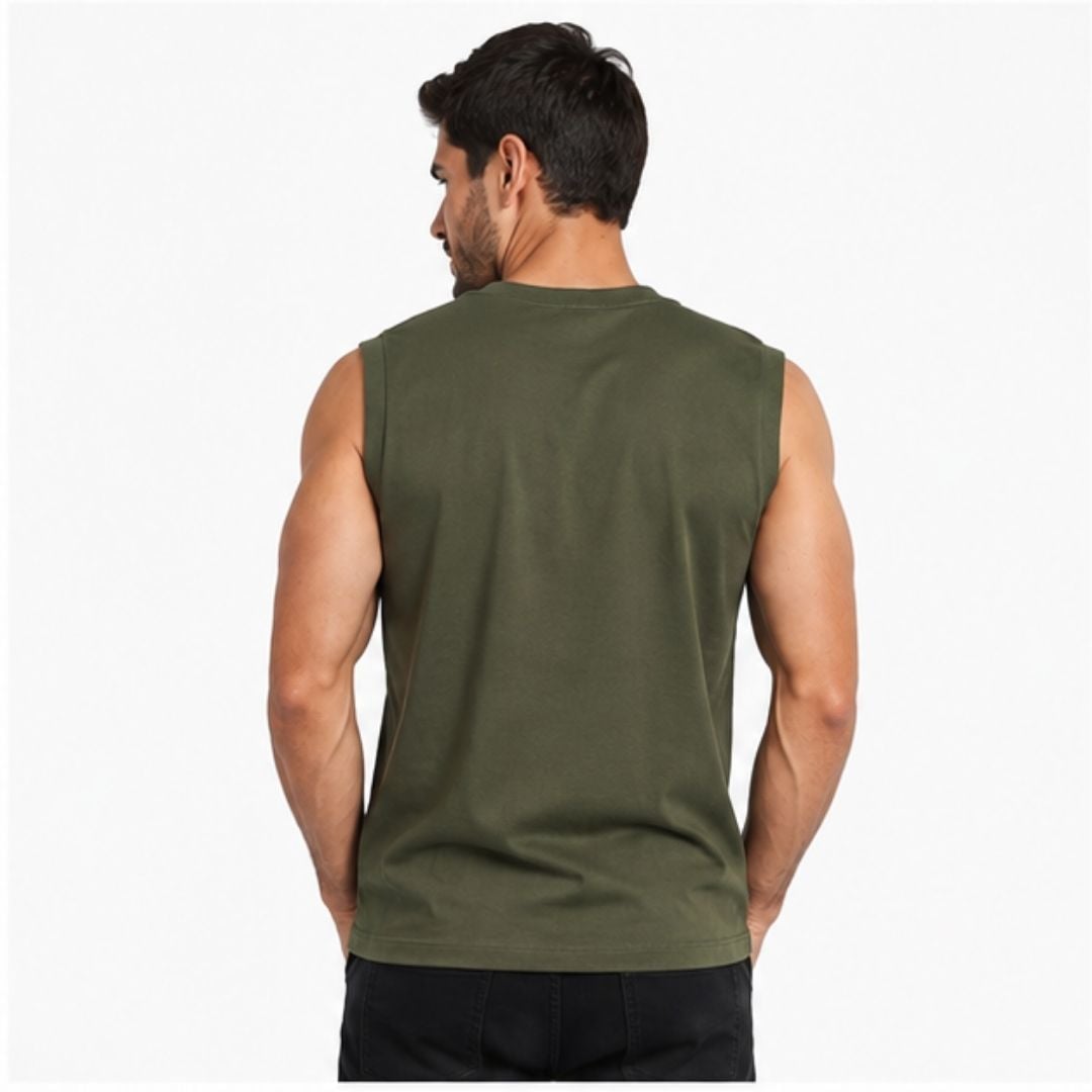 POLO DE HOMBRE MANGA CERO 100% ALGODÓN VERDE MILITAR - 4