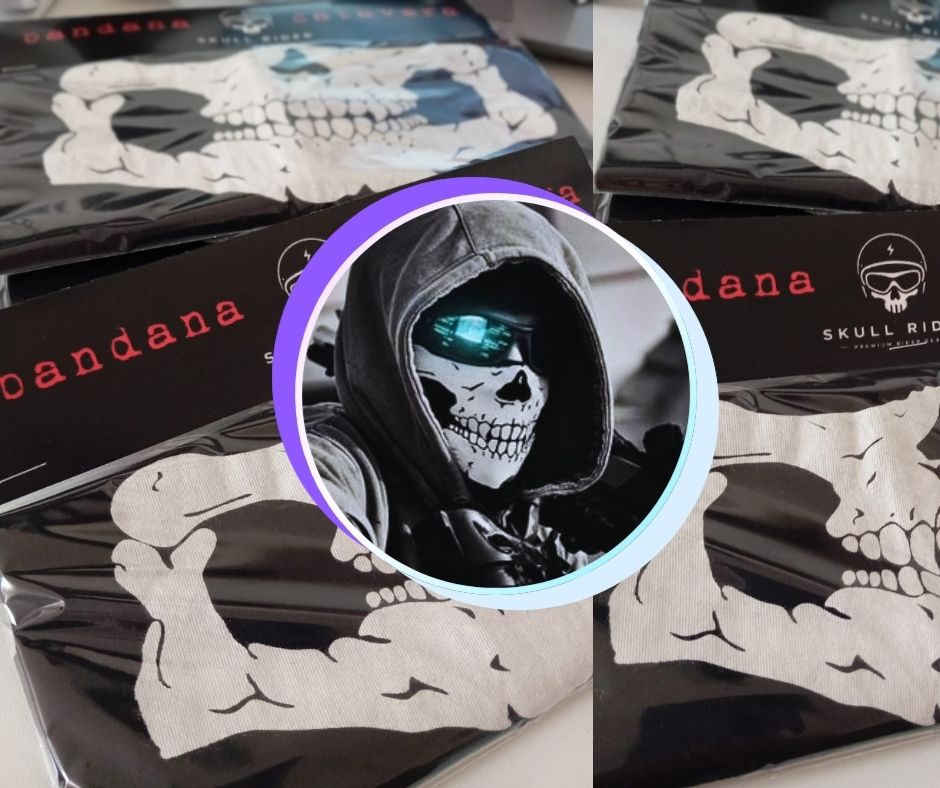 BANDANA TUBULUAR ALGODON PERUANO CALAVERA TACTICA NEGRO - 4