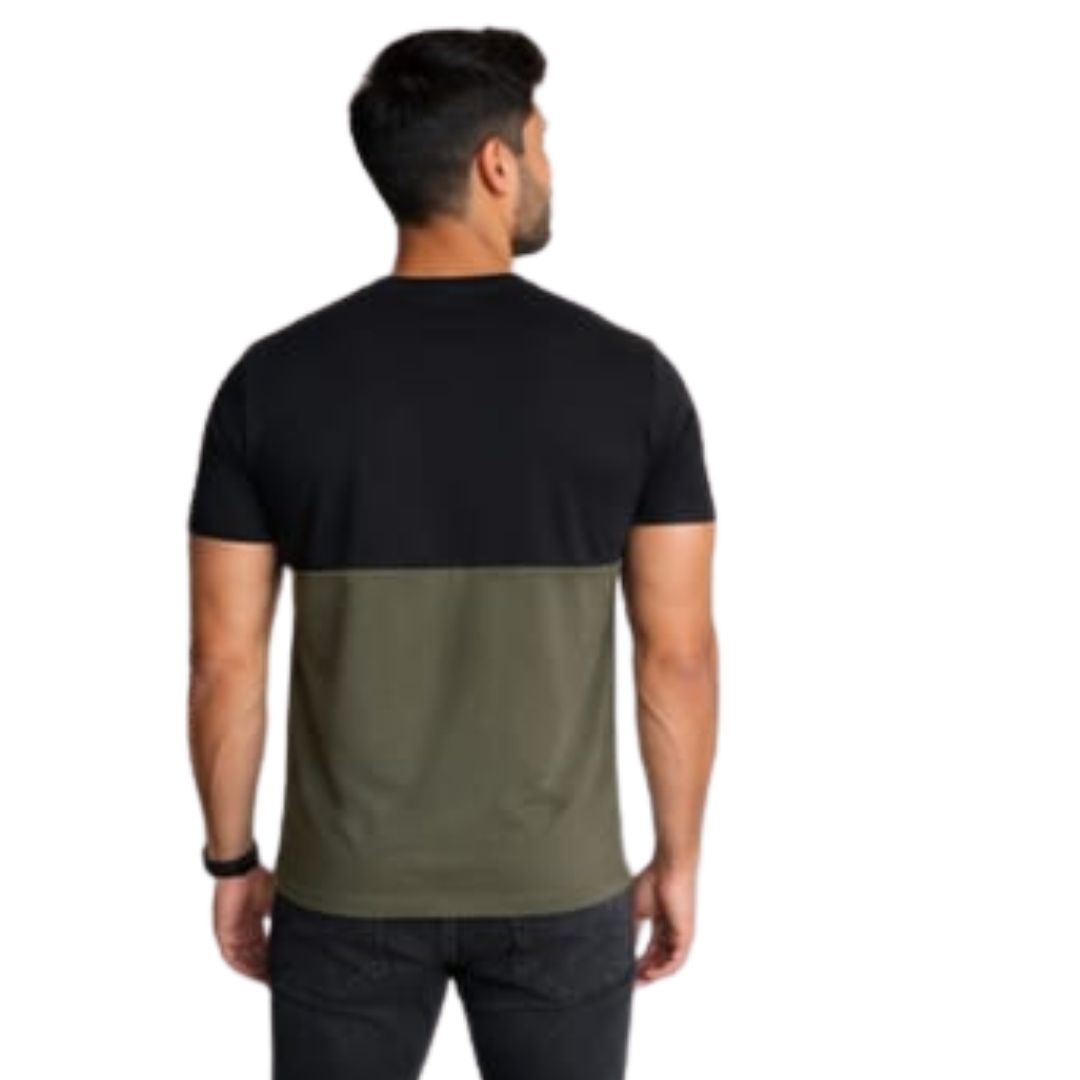 POLO MANGA CORTA NEGRO Y VERDE MILITAR - 2