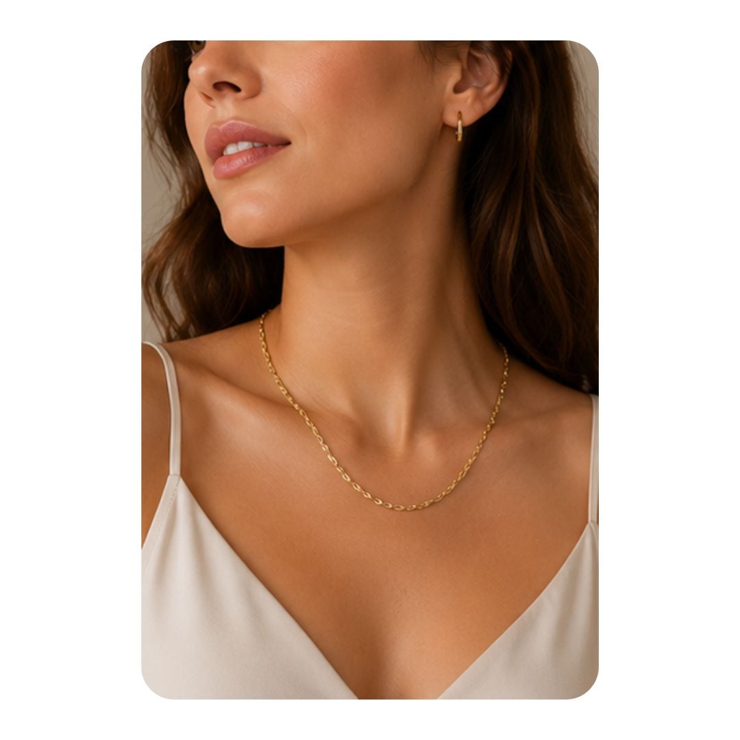 CADENA COLLAR TRENZADO CON ENCHAPE DE ORO - MODELO NIZA - 1