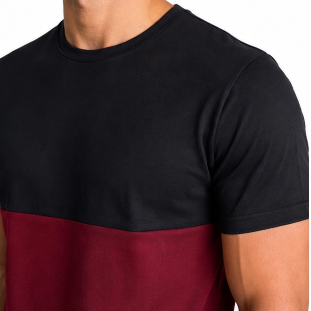 POLO ALGODÓN HOMBRE MANGA CORTA NEGRO Y ROJO VINO - DUAL COLLECTION - 4