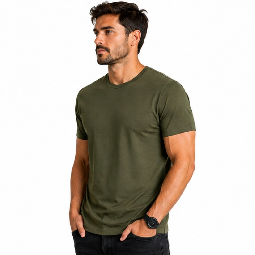 POLO VERDE MILITAR MANGA CORTA ALGODON PERUANO HOMBRE - 3