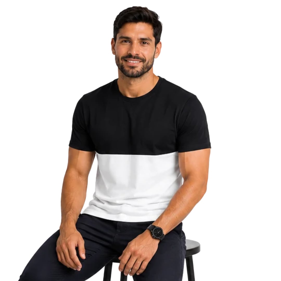 POLO HOMBRE DUAL NEGRO Y BLANCO MANGA CORTA ALGODON PERUANO - 2