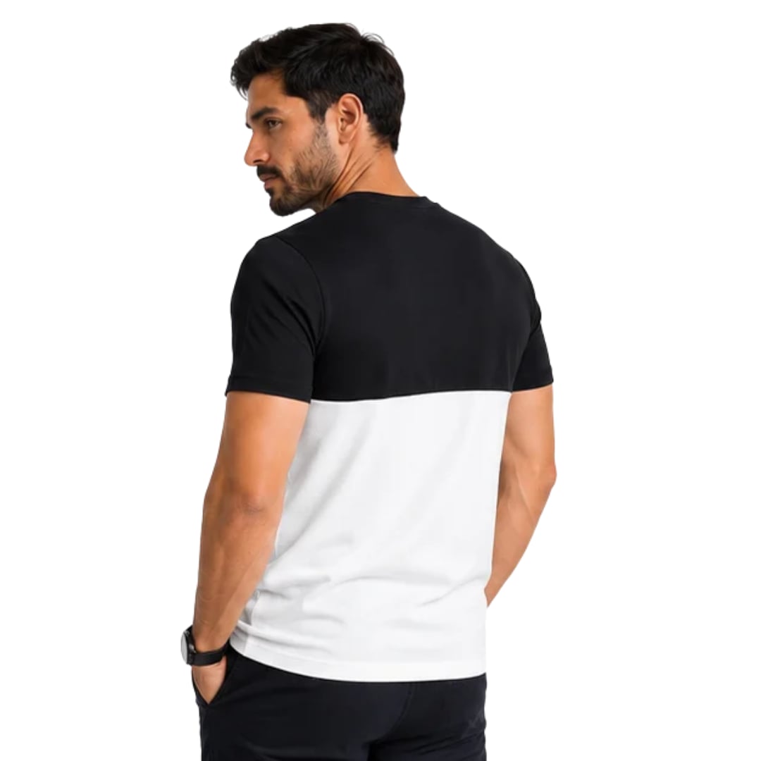 POLO HOMBRE DUAL NEGRO Y BLANCO MANGA CORTA ALGODON PERUANO - 4
