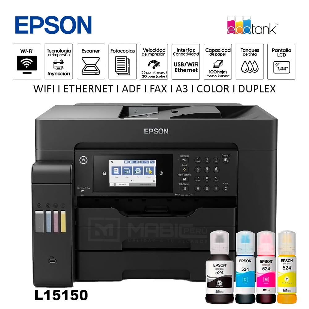 IMPRESORA MULTIFUNCIONAL EPSON L15150 A3 DUPLEX WIFI ETHERNET ADF FAX - 1