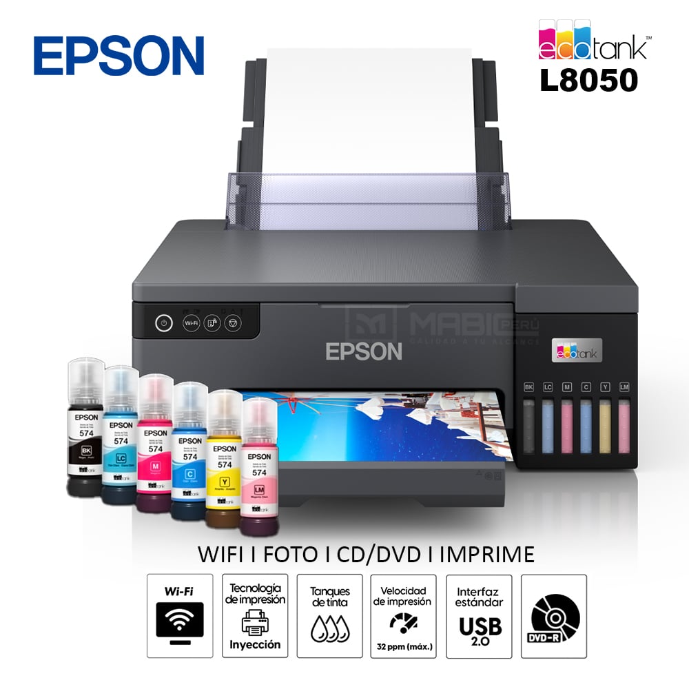 IMPRESORA FOTOGRAFICA EPSON L8050 WIFI USB 2.0 - 1