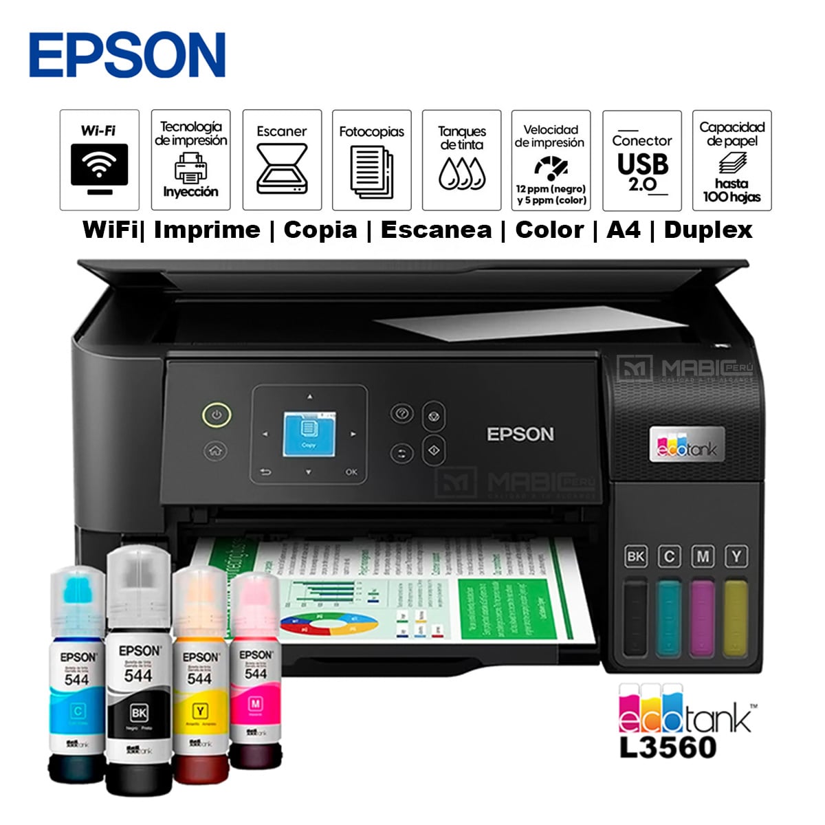 IMPRESORA MULTIFUNCIONAL EPSON L3560 WIFI USB 2.0 - 1