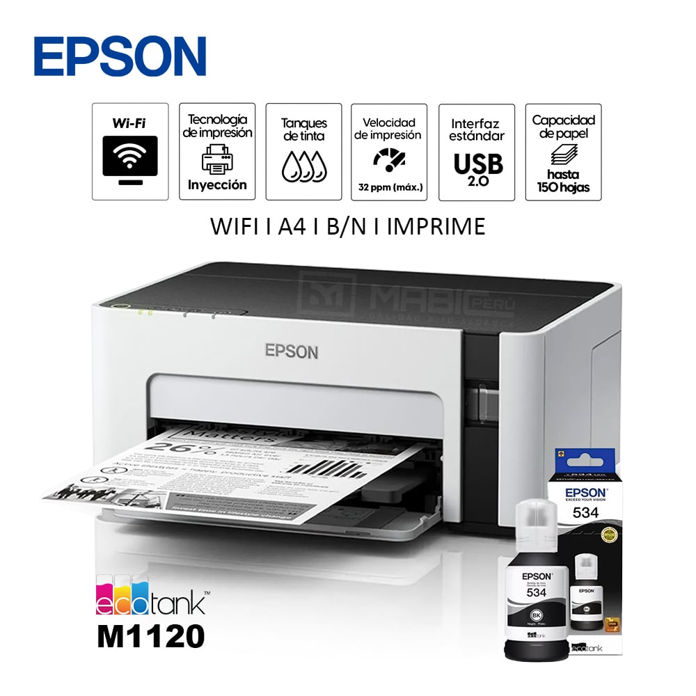 IMPRESORA MONOCROMATICA EPSON M1120 WIFI/USB 2.0 - 1