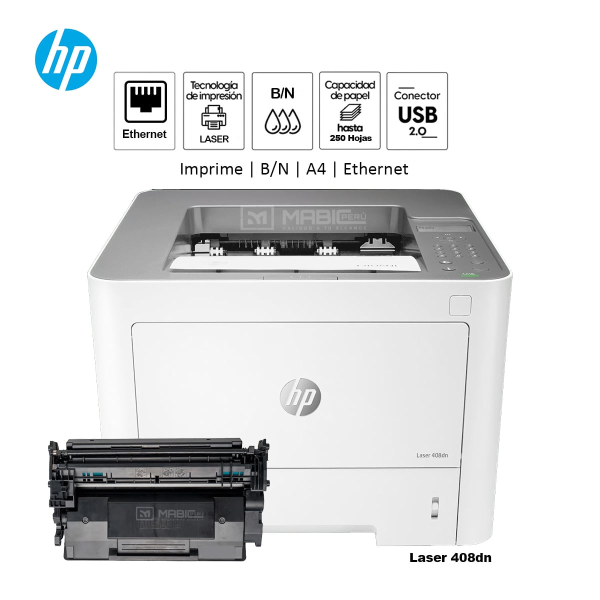 IMPRESORA MONOCROMÁTICA HP LASER 408DN USB 2.0 ETHERNET - 1