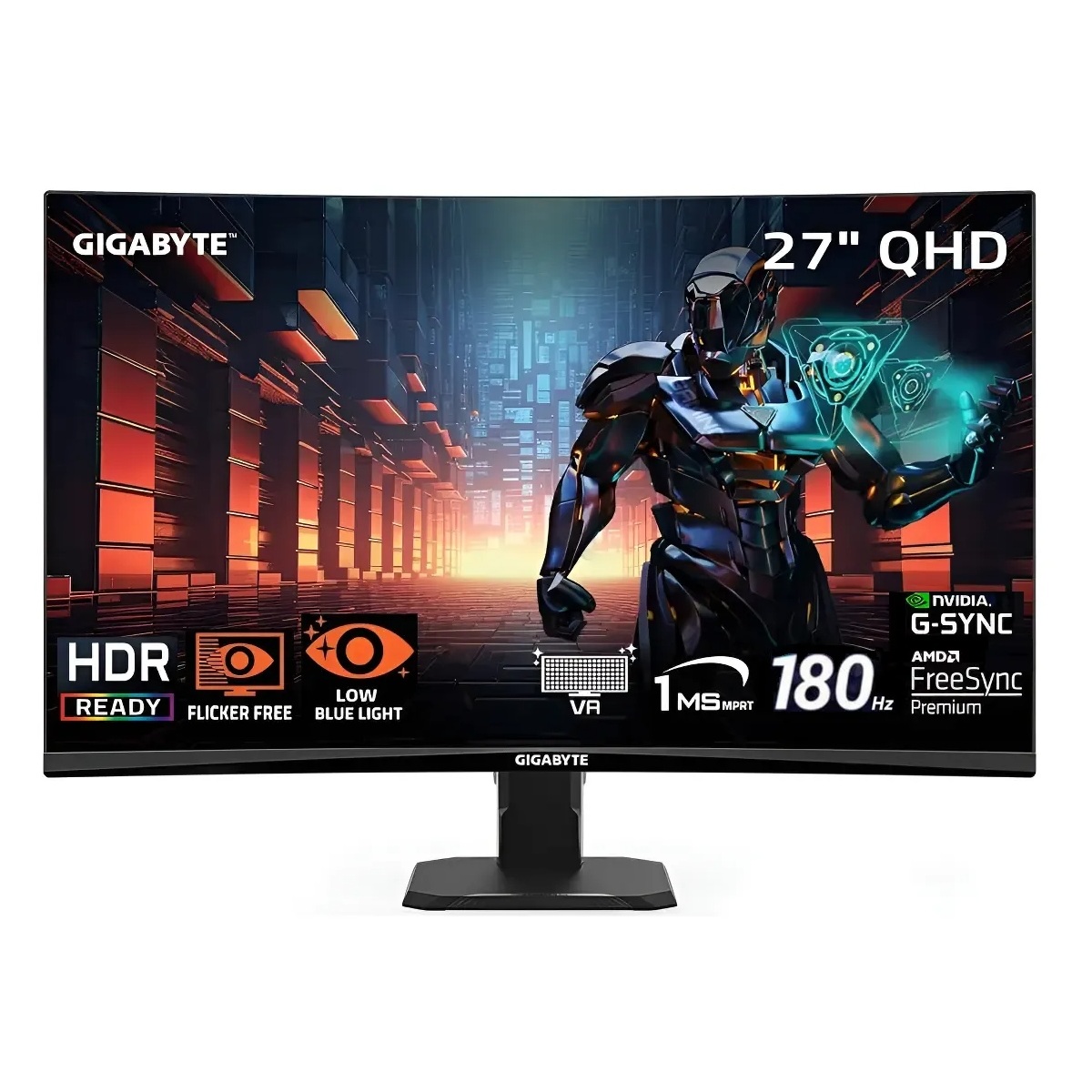 MONITOR GIGABYTE GAMING GS27QCA, 27' CURVO QHD 2K, 180HZ, 1MS - 1