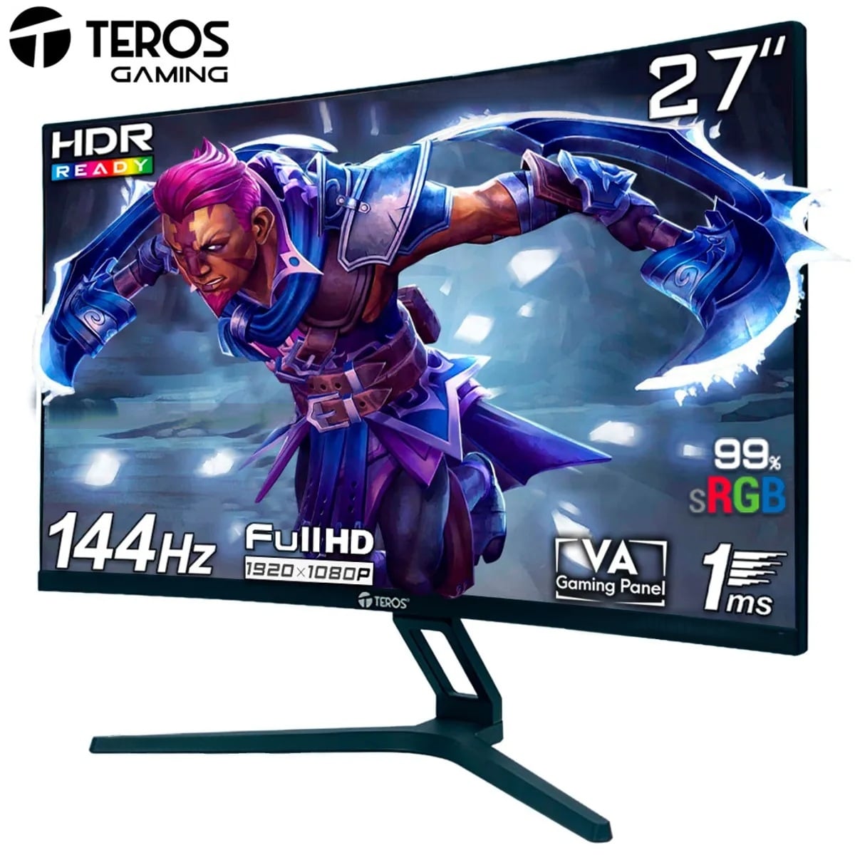 MONITOR TEROS TE-2734S, 27' CURVO FHD VA, 144HZ, 1MS, PARLANTE - 1