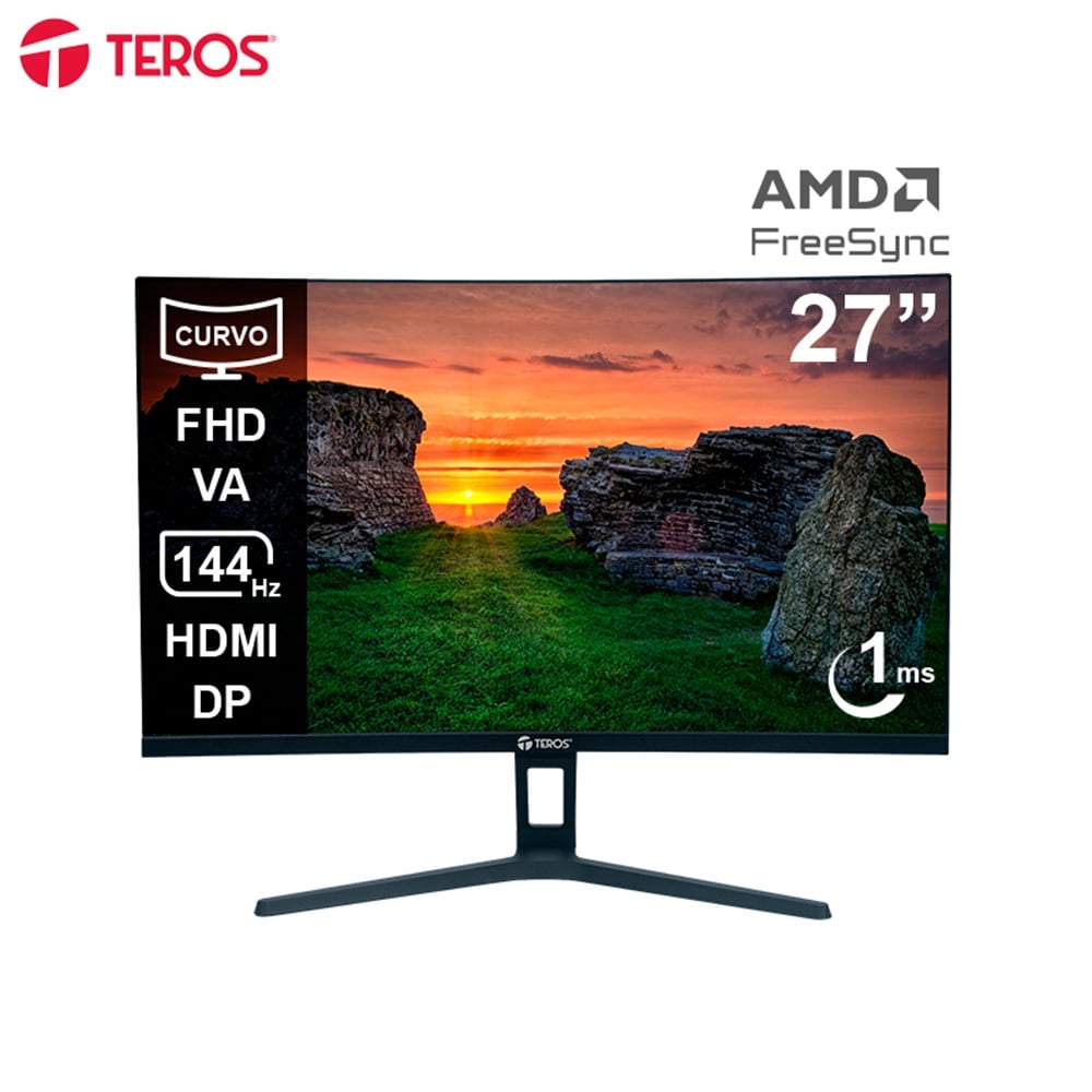 MONITOR TEROS TE-2734S, 27' CURVO FHD VA, 144HZ, 1MS, PARLANTE - 3