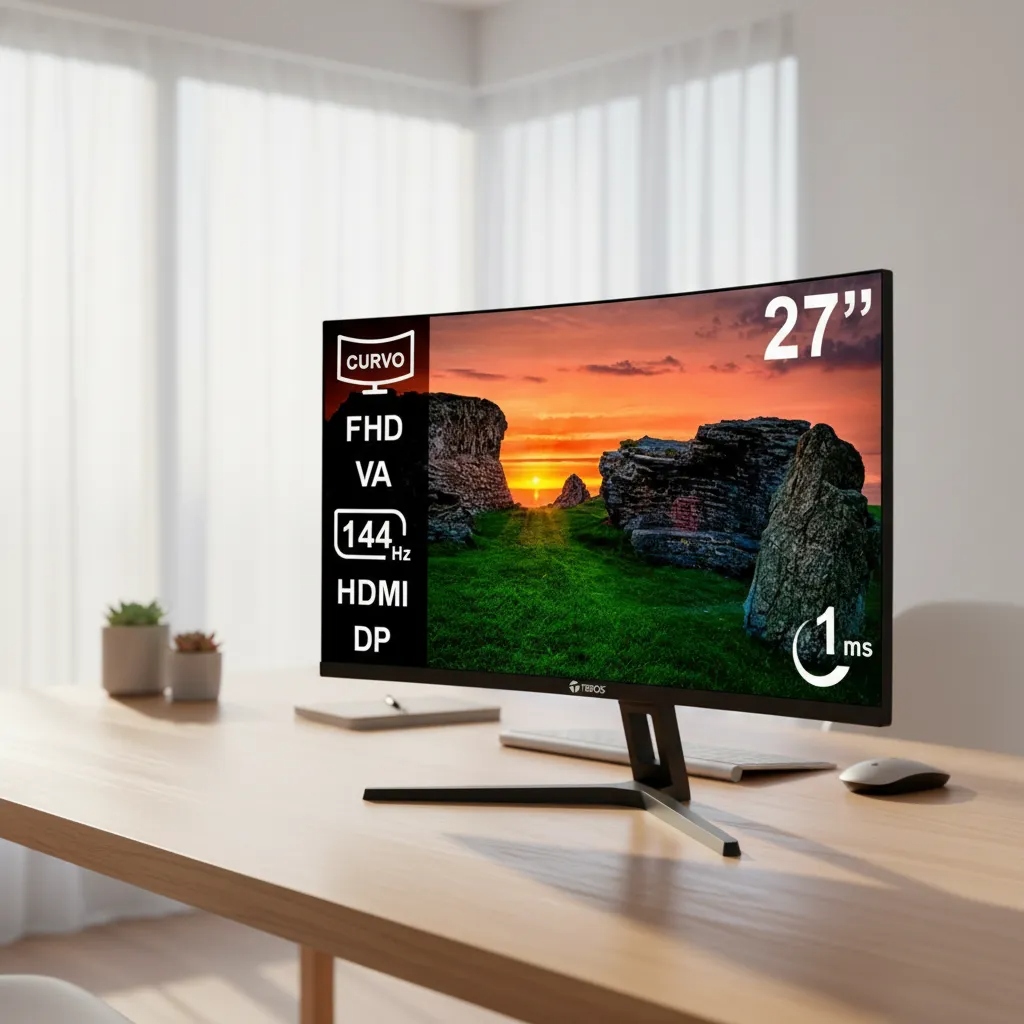 MONITOR TEROS TE-2734S, 27' CURVO FHD VA, 144HZ, 1MS, PARLANTE - 6