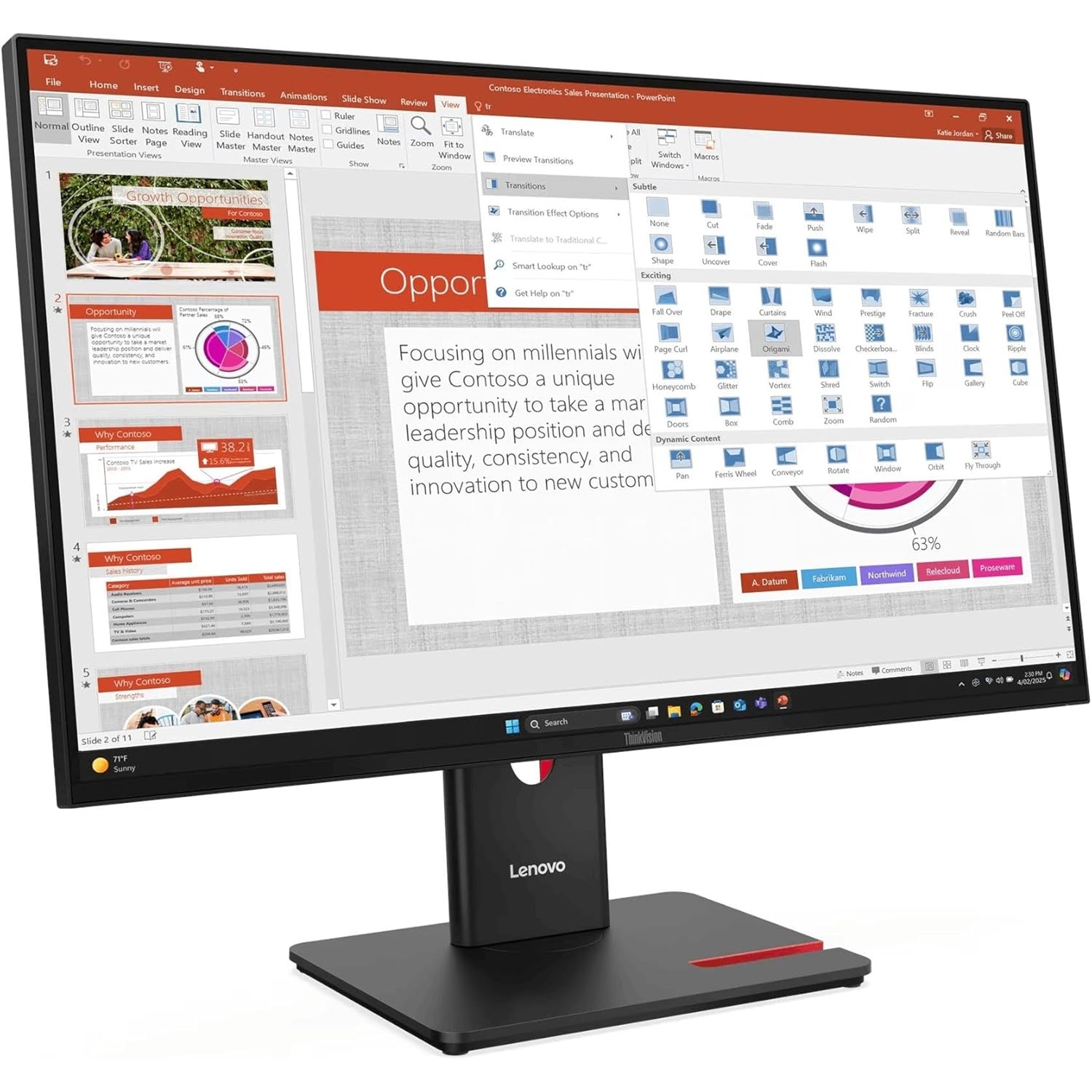 MONITOR LENOVO THINKVISION T27-40, 27' WLED FHD IPS, 120HZ, 4MS, PIVOTE - 2