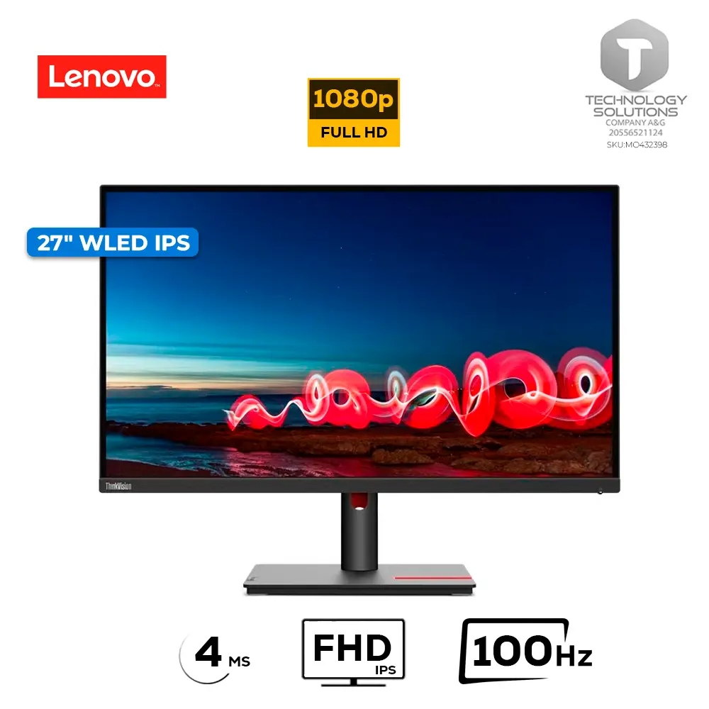 MONITOR LENOVO THINKVISION S27I-30, 27' WLED FHD IPS, 100HZ, 4MS - 1
