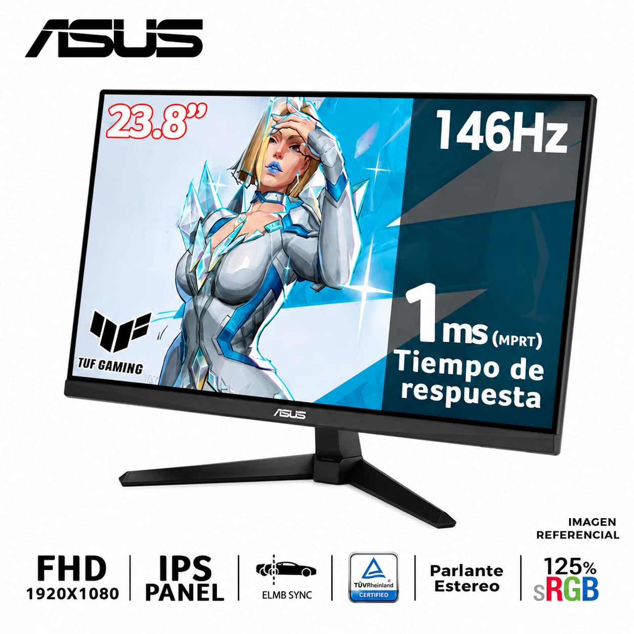 MONITOR ASUS TUF GAMING VG249QE5A, 24' FHD IPS, 146HZ, 1MS, PARLANTE - 1