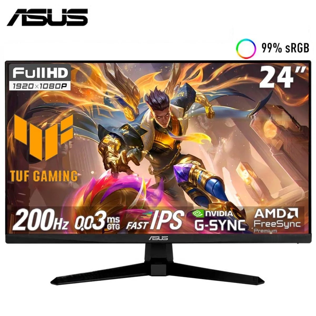 MONITOR ASUS TUF GAMING VG249Q5A, 24' FHD IPS, 200HZ, 0,03MS, PARLANTE - 1