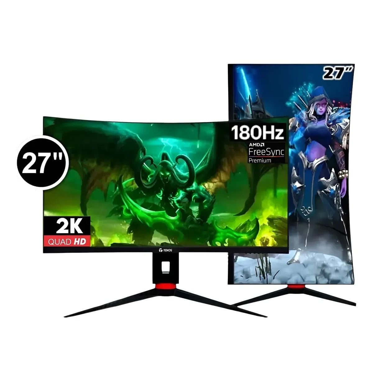 MONITOR TEROS GAMING TE-2767G, 27' CURVO QHD VA 2K, 180HZ, 1MS, PIVOTE - 3