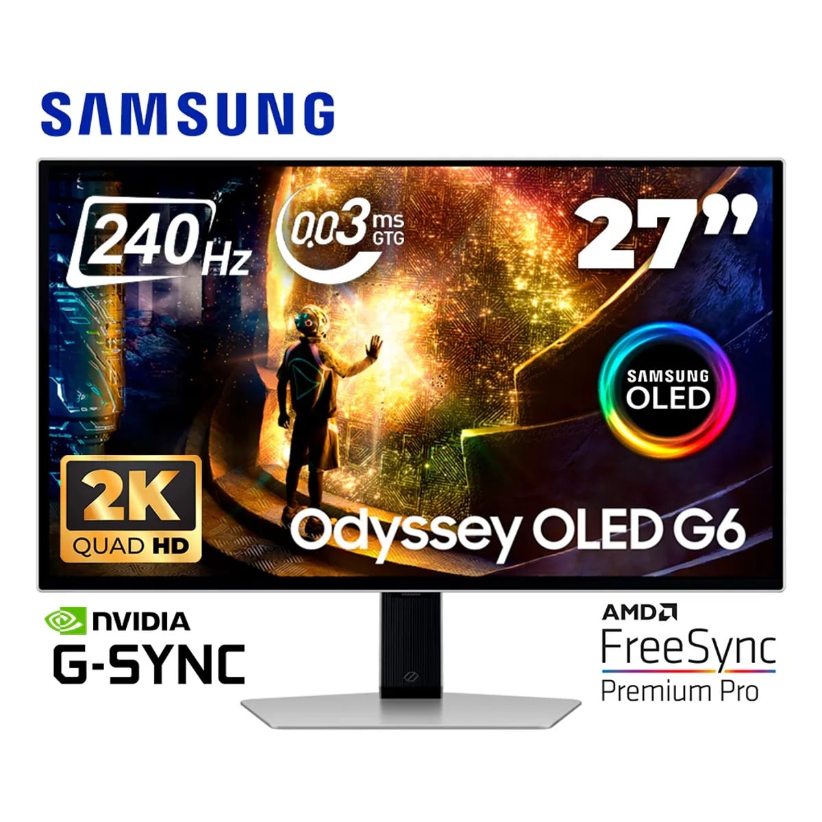 MONITOR SAMSUNG GAMING ODYSSEY G6 OLED, 27' QHD OLED, 240HZ, 0,3MS, PIVOTE - 1