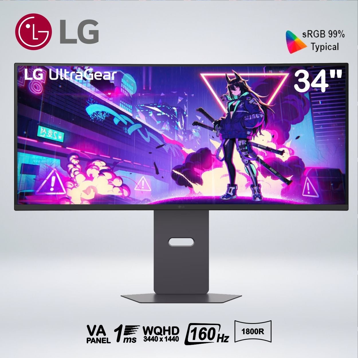 MONITOR LG ULTRAGEAR G6 34G600A-B, 34' CURVO WQHD VA 2K, 160HZ, 1MS, PARLANTE - 1