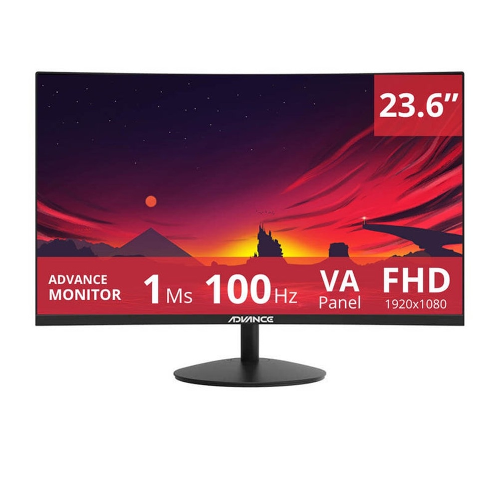 MONITOR ADVANCE ADV-2452S, 24' CURVO FHD VA, 100HZ, 1MS - 1