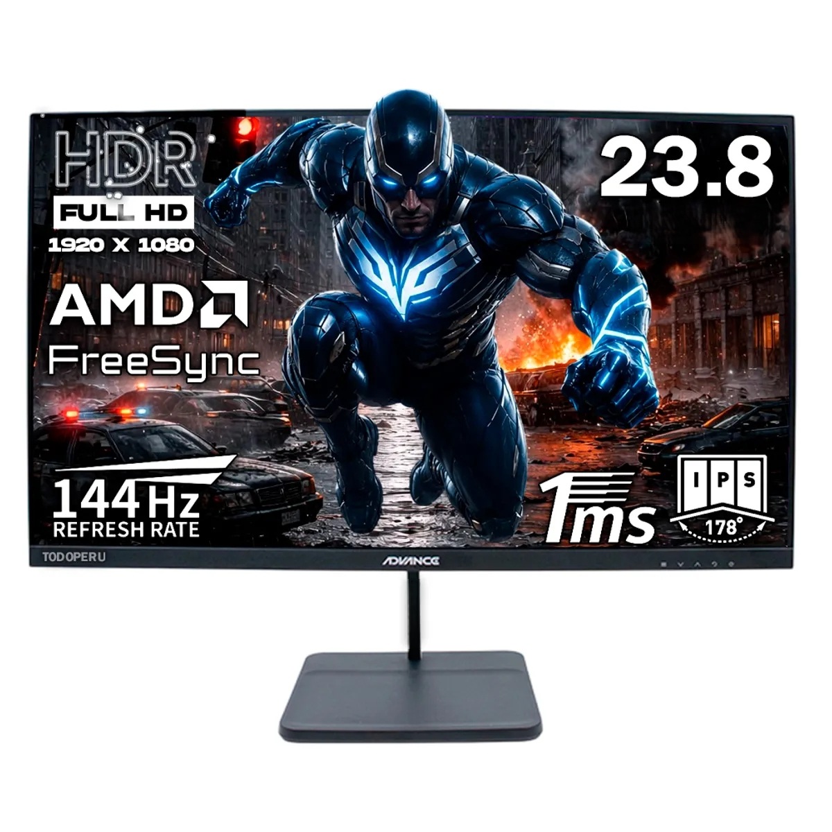 MONITOR ADVANCE ADV2454S, 24' FHD IPS, 144HZ, 1MS, PARLANTE - 1