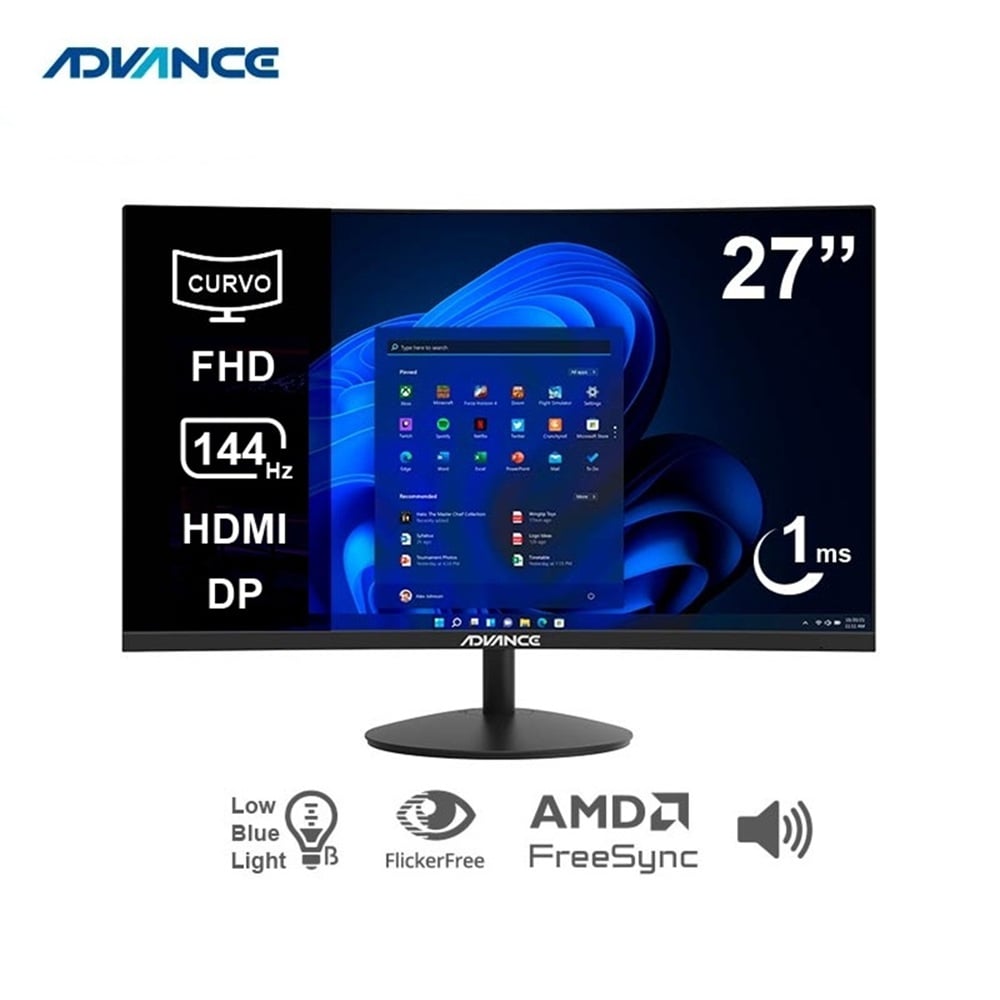 MONITOR ADVANCE ADV-2752S, 27' CURVO FHD VA, 144HZ, 1MS, PARLANTE - 1