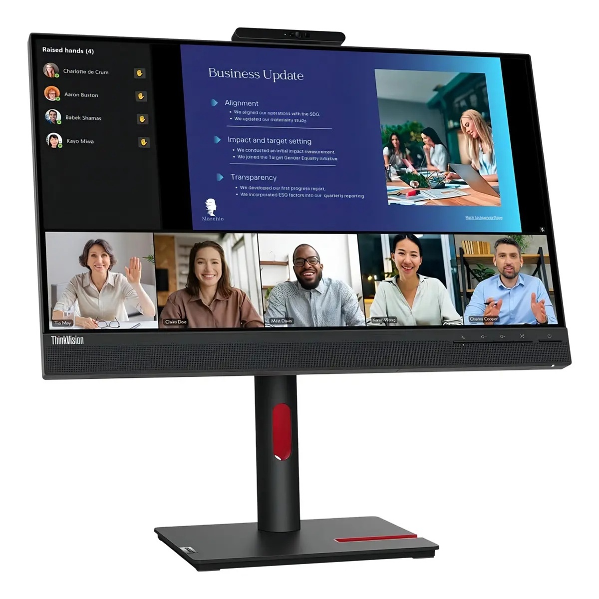 MONITOR LENOVO THINKVISION T24V-30, 24' WLED IPS, 75HZ, 6MS, PIVOTE, CÁMARA WEB, PARLANTE - 2